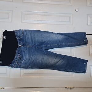GAP Maternity Cigarette Jeans  Classic Blue Distressed SHORT 30W